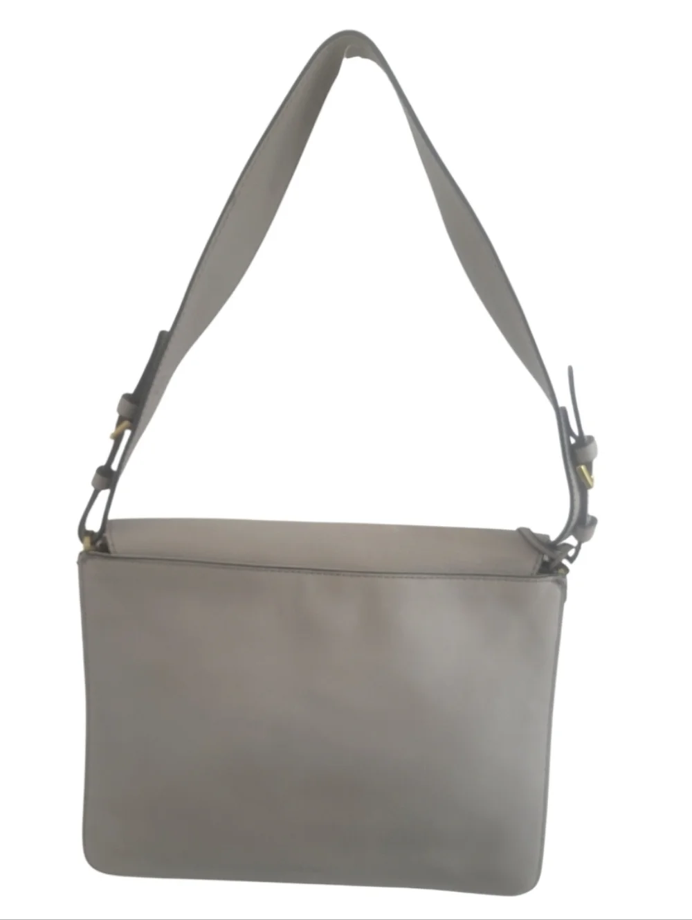 Fossil Leather Shoulder Bag Light Gray/Gold Hardware U-Shape Clasp Charm, NWOT - Picture 4 of 15